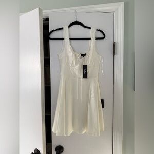 Lulu's Ivory V-Neck Cap Sleeve Dress